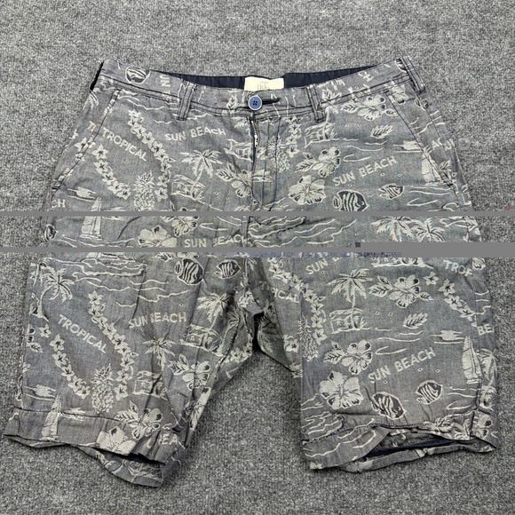 Ikka Other - Ikka Mens Adult XL / 34 Waist Gray Sun Beach All Over Shorts Japan!